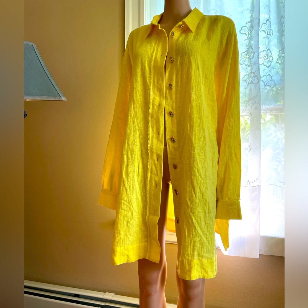 Ladies Long Sleeve Collar Button Down Knee Length Top Shirt Italian Dress